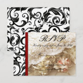 Burgundy Swirl Wedding RSVP Kaartje (Voorkant / Achterkant)