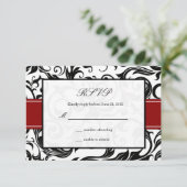 Burgundy Swirl Wedding RSVP Kaartje (Staand voorkant)