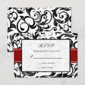 Burgundy Swirl Wedding RSVP Kaartje (Voorkant / Achterkant)
