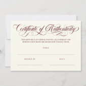 Burgundy Swirls Certificate of Authenticity (Voorkant)