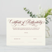 Burgundy Swirls Certificate of Authenticity (Staand voorkant)