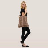 Burgundy Tan Abstract Floral Flower Pattern Tote Bag (Op model)