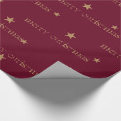 Burgundy & Tan Merry kerstStar Gift Wrap Cadeaupapier (Hoek)