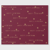 Burgundy & Tan Merry kerstStar Gift Wrap Cadeaupapier (Vlak)