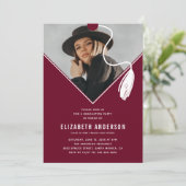 Burgundy Tassel Pet Foto Graduation Party Kaart (Staand voorkant)