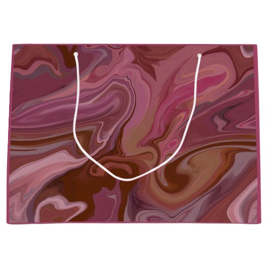 Burgundy taupe Marble gift bag Groot Cadeauzakje (Voorkant)