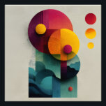 Burgundy Teal Geometric Circle Layers Foto Afdruk<br><div class="desc">Overlapping circles in deep burgundy, terracotta, mustard, burnt orange, teal, and sage green create a richly textured geometric harmony. Fine concentric linework, subtle grain, and soft painterly edges give each shape depth and tactility, while smaller bright tangerine and magenta discs float freely against gentle wave-like teal bands at the base....</div>