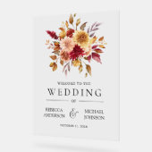 Burgundy Terracotta Floral Wedding Welcome Acryl Bord (Hoek)