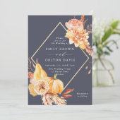 Burgundy Terracotta Gold Floral Wedding Paars Kaart (Staand voorkant)