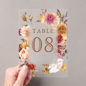 Burgundy Terracotta Wedding Acrylic Table Number Acryl Uitnodigingen (Insitu (Draagbaar))