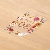 Burgundy Terracotta Wedding Acrylic Table Number Acryl Uitnodigingen (Laagn)