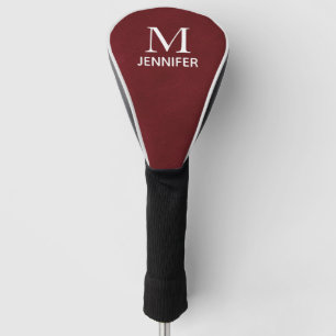 Burgundy Textured Leather Monogram - Aangepaste na Golfheadcover