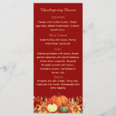 Burgundy Thankful Message Thanksgiving Dinner Menu (Voorkant)