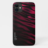 Burgundy Tiger Stripes - Gepersonaliseerd monogram Case-Mate iPhone Case (Achterkant)