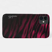 Burgundy Tiger Stripes - Gepersonaliseerd monogram Case-Mate iPhone Case (Achterkant (horizontaal))