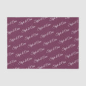 Burgundy Tissue Paper with Name Pattern Print Tissuepapier (Voorkant)