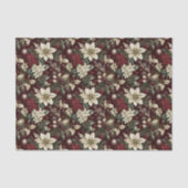 Burgundy Traditional Christmas Floral Tissuepapier (Voorkant)