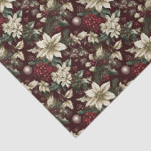 Burgundy Traditional Christmas Floral Tissuepapier (Detail)
