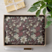 Burgundy Traditional Christmas Floral Tissuepapier (Geschenk)