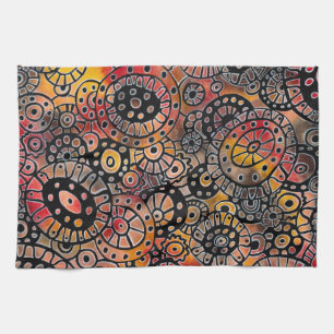 Burgundy Tranquil Oval Corals Originele Kunst Theedoek