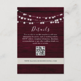 Burgundy Trouwdetails QR-code Website  Informatiekaartje