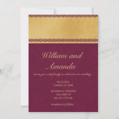 Burgundy trouwuitnodiging met stijlvolle grens kaart (Voorkant)