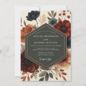 Burgundy Twilight Bloom Wedding Kaart (Voorkant)