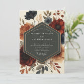 Burgundy Twilight Bloom Wedding Kaart (Staand voorkant)