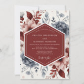 Burgundy Twilight Botanical Wedding Kaart (Voorkant)