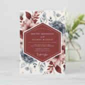 Burgundy Twilight Botanical Wedding Kaart (Staand voorkant)