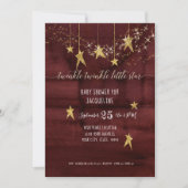 Burgundy Twinkle Little Star Gold Girl Baby shower Kaart (Voorkant)
