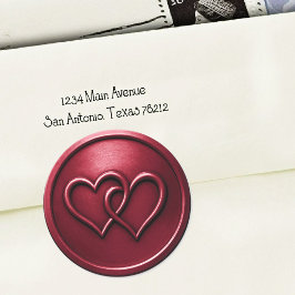 Burgundy Two Hearts Intertwined Wedding Ronde Sticker