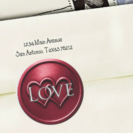 Burgundy Two Hearts Intertwined Wedding Ronde Sticker