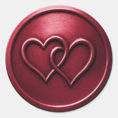 Burgundy Two Hearts Intertwined Wedding Ronde Sticker (Voorkant)