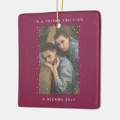 Burgundy Two Photo Snowfall Best Friends Photo Keramisch Ornament (Links)