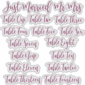 Burgundy Typography Just Married, Mr & Mrs & Table Sticker (Voorkant)
