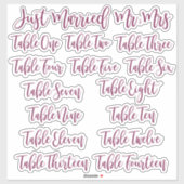 Burgundy Typography Just Married, Mr & Mrs & Table Sticker (Vel)