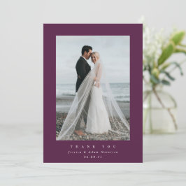 Burgundy Ultra Minimal Single Photo Wedding Bedankkaart