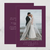 Burgundy Ultra Minimal Single Photo Wedding Bedankkaart (Voorkant / Achterkant)