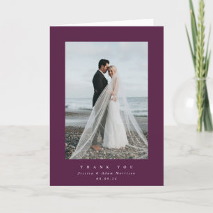 Burgundy Ultra Minimal Single Photo Wedding Bedankkaart