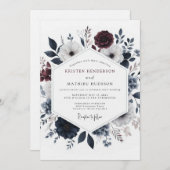 Burgundy Umbral Bloom Wedding Kaart (Voorkant / Achterkant)