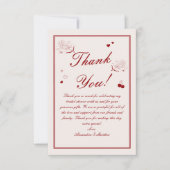 Burgundy Valentijn Bruidsfeest Bedankkaart (Voorkant)