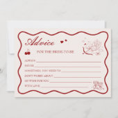 Burgundy Valentine Bridal Shower Advice Card Kaart (Voorkant)