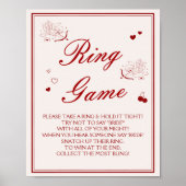 Burgundy Valentine Bridal Shower Ring Game  Poster (Voorkant)
