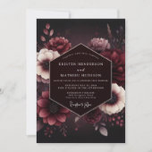 Burgundy Velvet Bloom Romance Wedding Kaart (Voorkant)