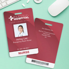 Burgundy verpleegster ID-badge met foto en barcode Badge