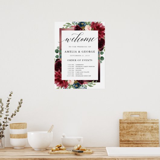 Burgundy verwelkomt de volgorde van de gebeurtenis poster (Keuken)