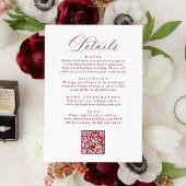 Burgundy Victorian Floral All in One Wedding Kaart