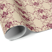 Burgundy Vine Pattern Wrapping Paper Cadeaupapier (Rol Hoek)