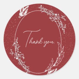 Burgundy Vlinderkaart Ronde Sticker